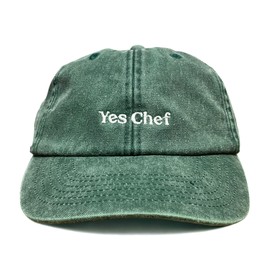 Vivian Flytrap Unisex Yes Chef Washed Embroidered Dad Baseball Cap - Bottle Green - One Size