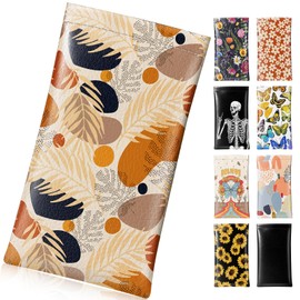 Swooflia Eyeglass Glasses Sunglass Case Bag, Soft Leather Reading Glass Sunglasses Eyeglasses Pouch for Women Men Kids Brown Tropical Leaves Travel Slim Extra Large Sleeve Cases