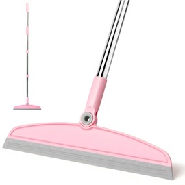 Water Squeegee Floor Squeegee Shower Squeegee Long Handle Squeegee Floor Water Squeegee Car with Adjustable Handle, Flitsche for Floor, Rubber Squeegee for Floor Shower, Pink/Grey