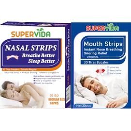60 piezas: 30 tiras nasales y 30 tiras bucales. Tiras nasales y bucales para dormir. Ayuda con los ronquidos. Tiras Nasales y Cinta Bucal de calidad p