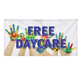 Vinyl Banner Multiple Sizes Free Daycare Business Education Outdoor Weatherproof Industrial Yard Signs Green 4 Grommets 24x36Inches