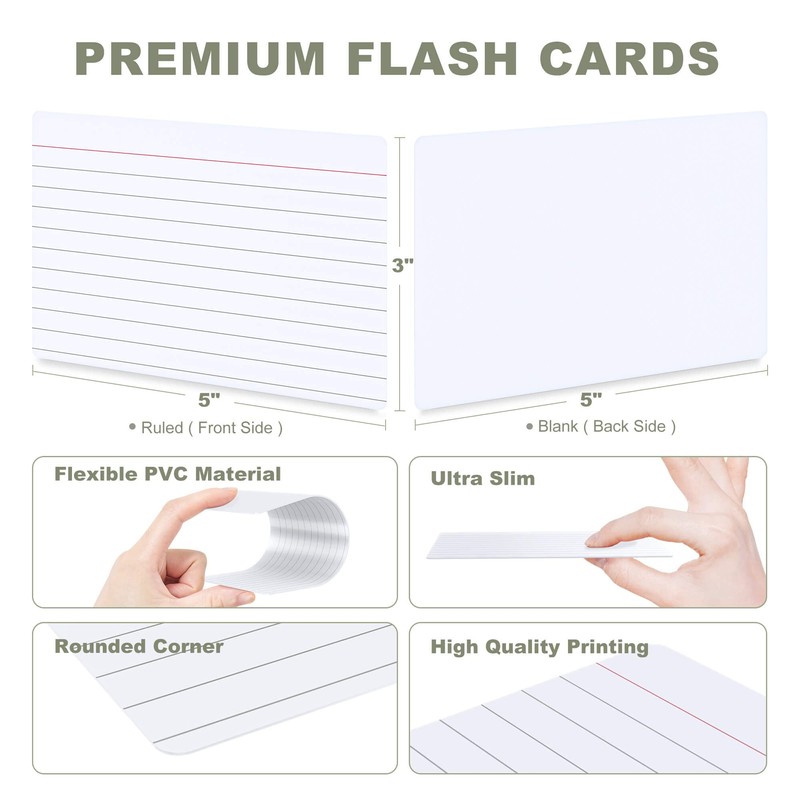 Mehaving Dry Erase Index Cards 3x5 Ruled & Blank, 24