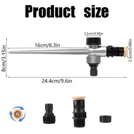 2pcs Gartensprenger, 360-Grad-Bewässerungssystem Gartenregner, Automatischer Sprinkler,2 PCS Kreisbogen-Regner + Stabiler Metalldorn,für Rasen Pflanzen Gemüse Blumen Garten