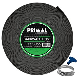 Primal Accessories Commercial Grade Backwash Hose 1.5 inch x 100 feet, 3 Bar / 43.5 psi - Black