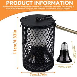 WIYETY Reptile Heat Lamp with Protective Basket: Heat Lamp Ceramic Adjustable Temperature 100 W 220 V, Heating Lighting Infrared Reptile Heat Lamp Holder for Turtle Lizard Chicken Snake