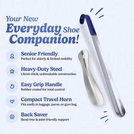 Travel Metal Shoe Horn Long Handle for Seniors, Shoehorn Long-handle, Shoe Horns for Men Long Handle, Long Handled Shoe Horn for Women and Kids, Extra Long Shoe Horn for Seniors, Boot Horn, Shoe Spoon