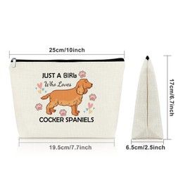 Cocker Spaniel Lover Gift Dog Themed Makeup Bag Cocker Spaniel Gifts for Daughter Sister Friend Dog Mom Owner Gifts for Women Cosmetic Bag Graduation Mothers Day Birthday Gift Travel Pouch