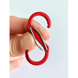 S Carabiner - Small Carabiner - Carabiner Key Ring with Double Opening - Mini Carabiner - Carabiner Set - Carabiner - Pack of 3 Red (66 x 30 mm)