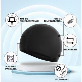 Fabric Swimming Cap 2-Pack, Comfortable Durable Swim Cap for Women Men Adults, Elastic UV Protection Swim Cap, Pool Beach Swimming Accessories (Black)