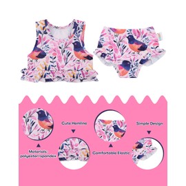 ALVABABY 2-3T Toddler Girls Two Pieces Swimsuit,Reusable Toddler Swimsuit,Infant Bathing Sleeveless Tankini Swimwear ST-F03-2-3T