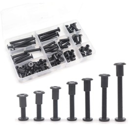 Black M6 Hex Drive Socket Cap Bolts Kit, binifiMux 35-Set Allen Head Countsunk Furniture Crib Bolts Nuts Kit, M6x15mm/ 20mm/ 25mm/ 30mm/ 35mm/ 40mm/ 50mm