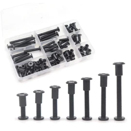 Black M6 Hex Drive Socket Cap Bolts Kit, binifiMux 35-Set Allen Head Countsunk Furniture Crib Bolts Nuts Kit, M6x15mm/ 20mm/ 25mm/ 30mm/ 35mm/ 40mm/ 50mm