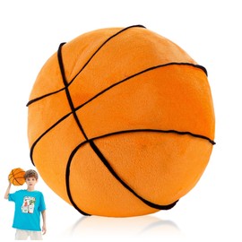 Plush Toy Basketball, 28 cm Basketball Cuddly Toy, Plush Doll Stuffed Toy, Plush Cushion Toy, 3D Ball-shaped Throw Cushion, Games Sports Toy Gift for Boys and Girls, Plush Doll Decoration