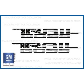 Decal Mods Trail Boss Replacement Decal Sticker for Chevy Silverado die-Cut (2019-2024) Bed Side 1500 2500 HD (Set of 2) Black and White American Flag - FBWFLAG_Cut | FG6B3