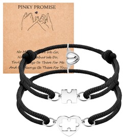 VU100 2 Pieces Pair Magnetic Bracelet Magnetic Attraction, Couple Pairing Love Friendship Weaving, Gift for Lovers Family Best Friend Girlfriend Mother Sisters, ['Wax Rope', 'Stainless Steel'], No