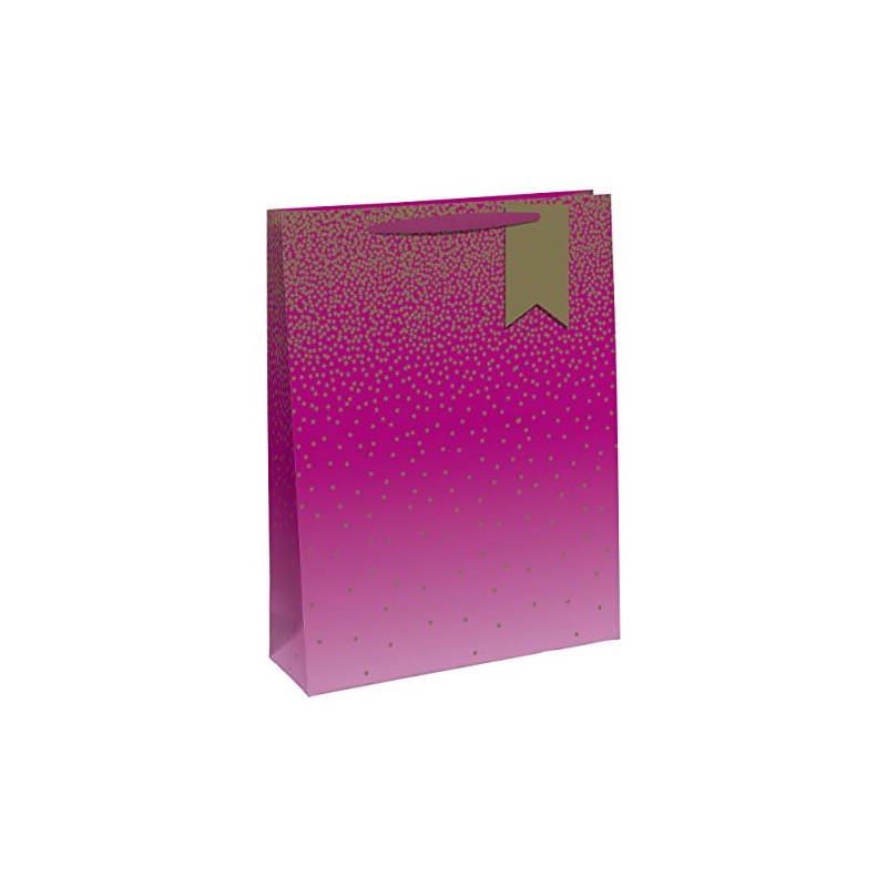 Eurowrap Pink Ombre Gift Bag with Gold Stars Birthday Mothers