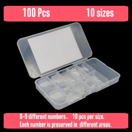 NOVO OVO NOVO OVO 100 pcs Long Hawk Curved Nail tips, Clear Cystal Extra Super Extreme Deep Curve Half Cover Tapered Square Eagle Claw Soft Gel False Nail Extension for Acrylic Nails x 10 Sizes in Box