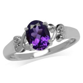 Silvershake 1.13ct. Natural African Amethyst 925 Sterling Silver Victorian Style Solitaire Ring Size 6