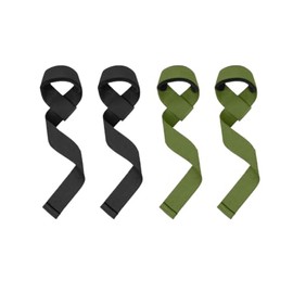 Pack 2 pares de Straps para gym, uno color negro y otro color verde militar. Correas Acolchadas para Levantamiento de Pesas. Strap para soporte y protección de dedos y muñeca para hombre y mujer