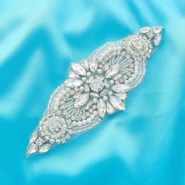 Unbranded hinestone Applique DIY Crystal Beads Patch Pearl Wedding Embroidery Dress