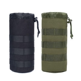 FFDHWU 2 Pieces Tactical Water Bottle Bag, Portable Water Bottle Bag, Adjustable Drawstring Mesh Bag, Outdoor Sports Bag, Suitable For Camping, Hiking, Fishing