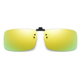 DUCO 8014 Clip-on Sunglasses, Polarized UV Protection, Flip-up, Fixed Type, For Wearing Over Glasses, For Women, gold, M