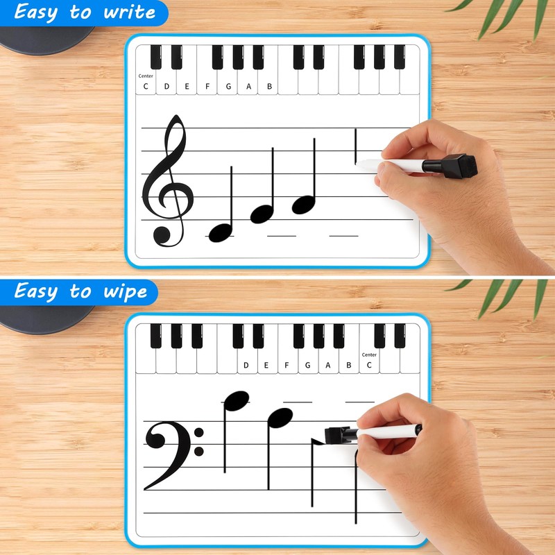 6 Pack Magnetic Music Staff Whiteboard 9'' x 12'' Mini