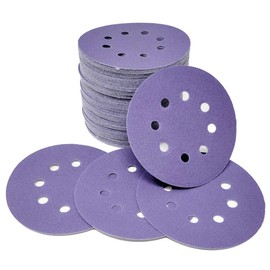 INOTEK EDGE 60pcs Sandpaper 5 Inch for Orbital Sander 8 Hole (Purple Series) Ceramic Oxide Hook and Loop Sanding Discs, No Swirl Marks, Highest Durability & Minimal Clogging, Papier Sablé