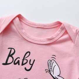 Infant Baby Girl Clothes Newborn Elephant Baby Print Outfits Long Sleeve Romper Pants Headband Set Pink 6-9 Months