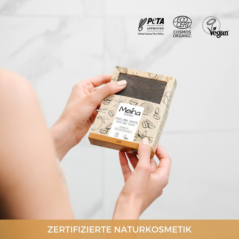 Meina Natural Cosmetics - Organic Exfoliating Soap with Coffee, Natural