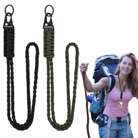 sinwec 2 Pcs Heavy Duty Multifunctional Paracord Lanyard Durable Comfortable Parachute Rope Neck Strap Braided keychain Safe to Carry Lanyard for Id Card Badge Holder Keys Camera for Camping Cycling