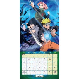 Naruto Shippuden Calendar 2025 Square Wall Calendar Gift Present with Free Organisational Stickers