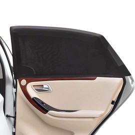 Kinder Auto Sonnenschirm (2 Stück Set), Universal Sonnenschirm Auto Netz, Stretch atmungsaktiv Sonnenschutz Fenster, UV-Schutz, Schutz für Babys, Kinder, Haustiere (110 * 50 cm, schwarz)