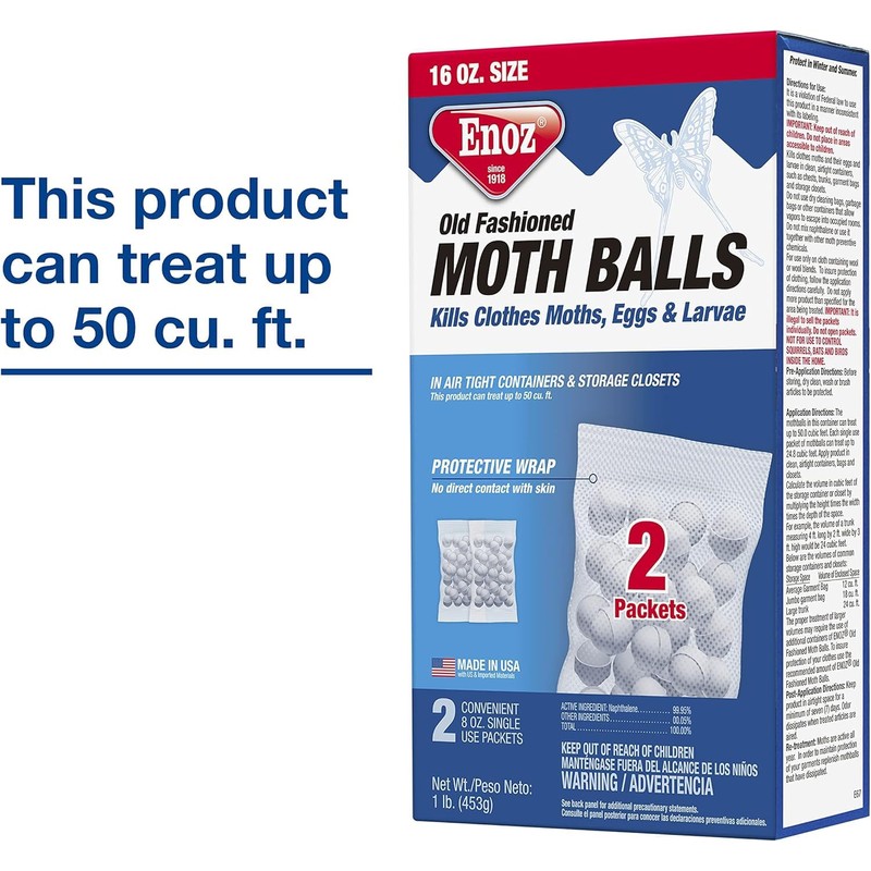 Enoz E67.10 Old Fashioned Moth Balls, 1 lb, White