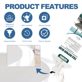 Tile Repair Kit, White, Ceramic Repair Paste, Bathtub Repair Kit, Waterproof Sink Enamel Repair Set for Scratches, Holes, Cracks