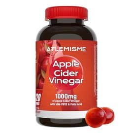 Gomitas de vinagre de sidra de manzana, 120 unidades (2 meses), máxima potencia 1000 mg con vitaminas B y antioxidantes. Favorece la digestión, el... 