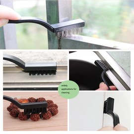 3Pcs Mini Wire Brush Set for Cleaning and Rust Removing, 7 Inch Industrial Wire Brushes of Stainless Steel/Nylon/Brass Bristles