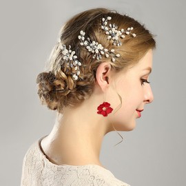 YUNXI Unique Boho Flower Dangle Earrings Exaggerated Layered Floral Petal Drop Dangle Earrings Statement Stud Earring for Women Jewelry Gifts with Box (Big Red)