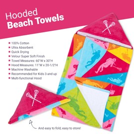 ChalkTalkSPORTS Girls Lacrosse Premium Hooded Beach Towel | Rather Be Playing Lacrosse
