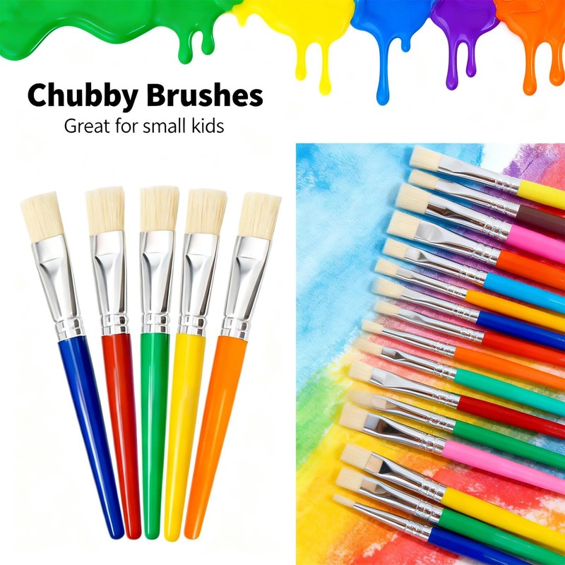 Icetop Large Paint Brushes, 20 Round Flat Toddler Paint Brushes