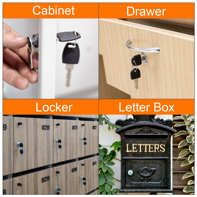 sourcing map Cabinet Drawer Cam Lock, 1-1/2" Cylinder Length Fits