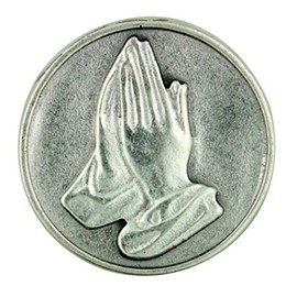 Lumen Mundi Praying Hands Pocket Token Silver Tone Devotional with Faith Prayer