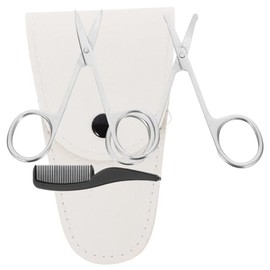 4pcs Men Beard Grooming Kit Nose Hair Trimmer Set Stainless Steel Grooming Scissors Round Pointed Scissors Easy to Carry for Home Travel