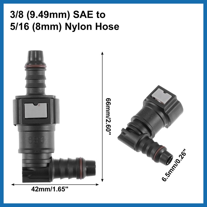 A ABSOPRO 9.89mm SAE to 10.5mm 90 Degree Fuel Line