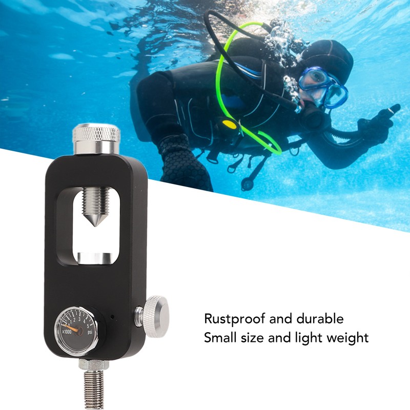 Diving Tank Refill Adapter with Gauge Hose Aluminium Alloy Durable
