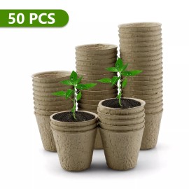 DONWELL 50pcs Biodegradable Seed Pots-Plant Nursery Starter Cup for Flowers Eco-Friendly