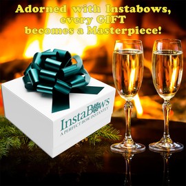 InstaBows 3 Pack Pull Bows for Gift Wrapping & Baskets 8 inch Perfect Large Gift Bow Birthday Present Pull String Bow (Teal)
