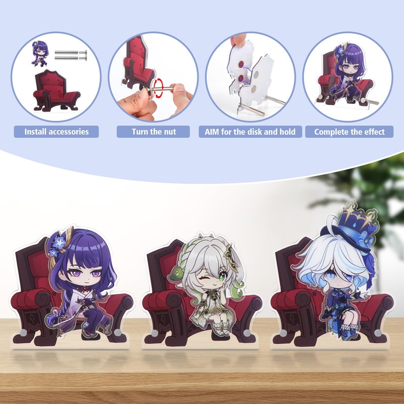 TaiCy Genshin Impact 2-in-1 Magnetic Acrylic Stand: Includes 3 Figures