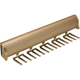 TAG Hardware Designer 15 Hook Full Extension Telescopic Tie Rack Closet Organizer (MATT Gold)