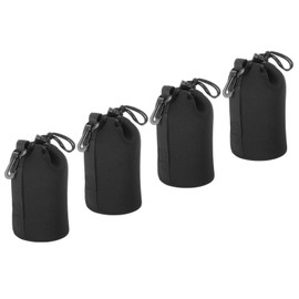 PATIKIL Camera Lens Bag, 4 Pcs 3.1" ID x 3.9" H Drawstring Lens Pouch with Thick Protective Neoprene, Lens Case for DSLR Camera Lens, Water Coffee Cups Black